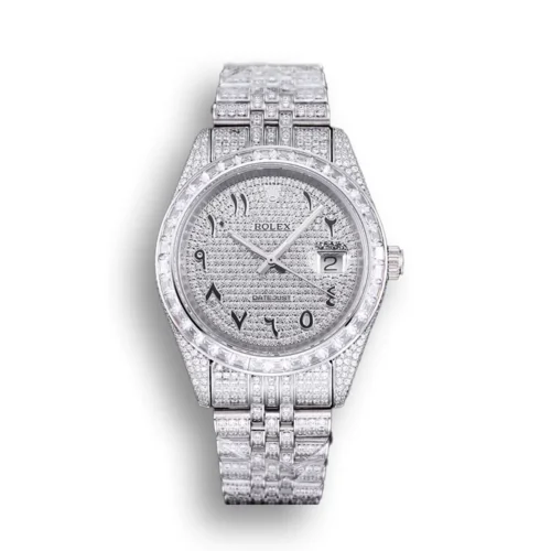 Replica Rolex Datejust 126300 41mm Dial Full-Diamond Arabic - Best shop to buy a Fake Rolex