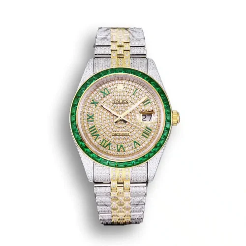 Replica Rolex Datejust 126300 41mm Dial Full-Diamond Yellow Gold - Best shop to buy a Fake Rolex