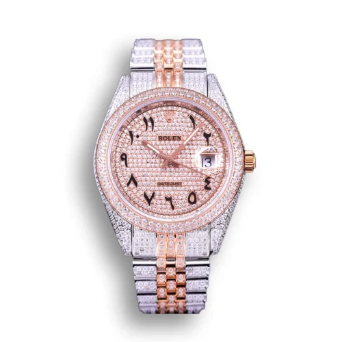 Replica Rolex Datejust 126300 41mm Full-Diamond Arabic Dial - Best shop to buy a Fake Rolex