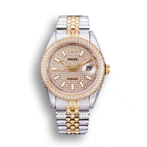 Replica Rolex Datejust 126300 41mm Full-Diamond White Baton Markers - Best shop to buy a Fake Rolex
