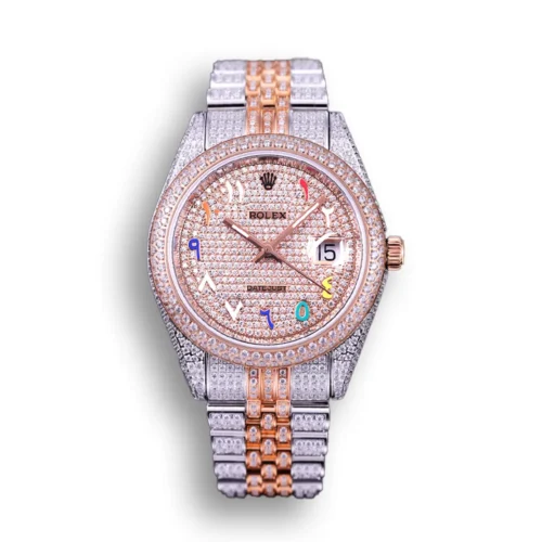 Replica Rolex Datejust 126300 Full-Diamond Arabic Dial 41mm - Best shop to buy a Fake Rolex