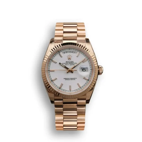 Replica Rolex Day-Date 128238 36mm White Dial Rose Gold - Best shop to buy a Fake Rolex