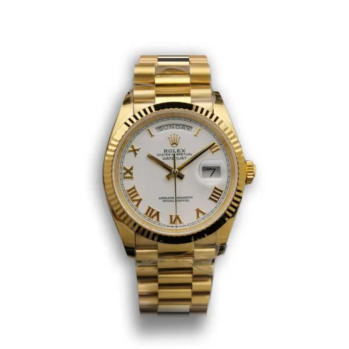Replica Rolex Day-Date 128238 36mm White Roman Dial Yellow Gold - Best shop to buy a Fake Rolex