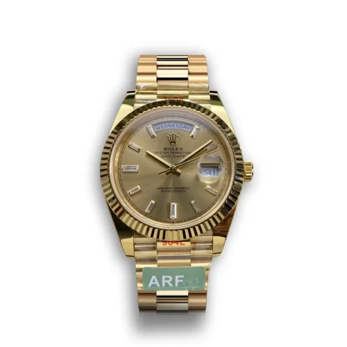 Replica Rolex Day-Date m228238 Champagne Dial Fluted Bezel - Best shop to buy a Fake Rolex