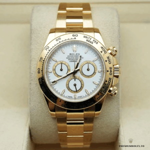 Daytona m116503 side profile showing gold-plated case and pushers