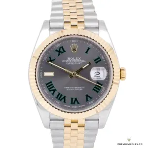 Two-tone case side showing yellow gold-plated crown and Oystersteel