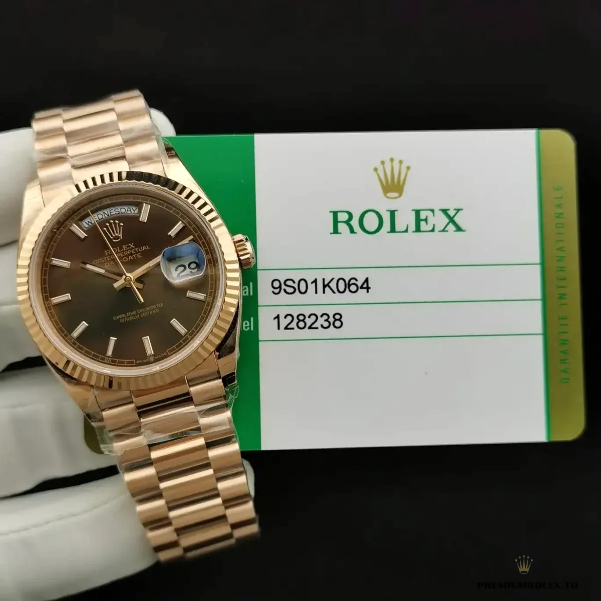 Replica Rolex Day-Date 128238 36mm Chocolate Dial Rose Gold - Image 5