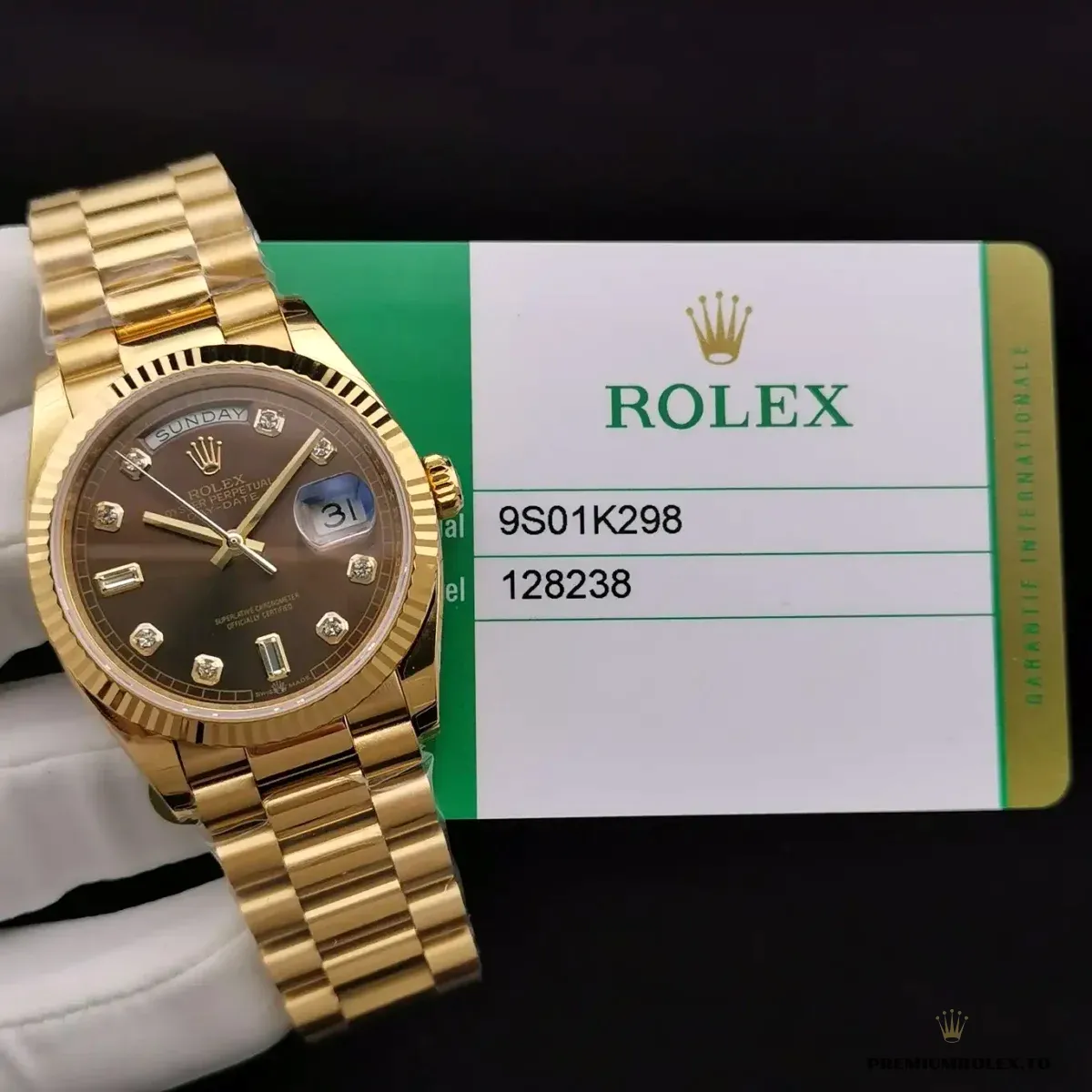 Replica Rolex Day-Date 128238 36mm Chocolate Dial Yellow Gold - Image 10