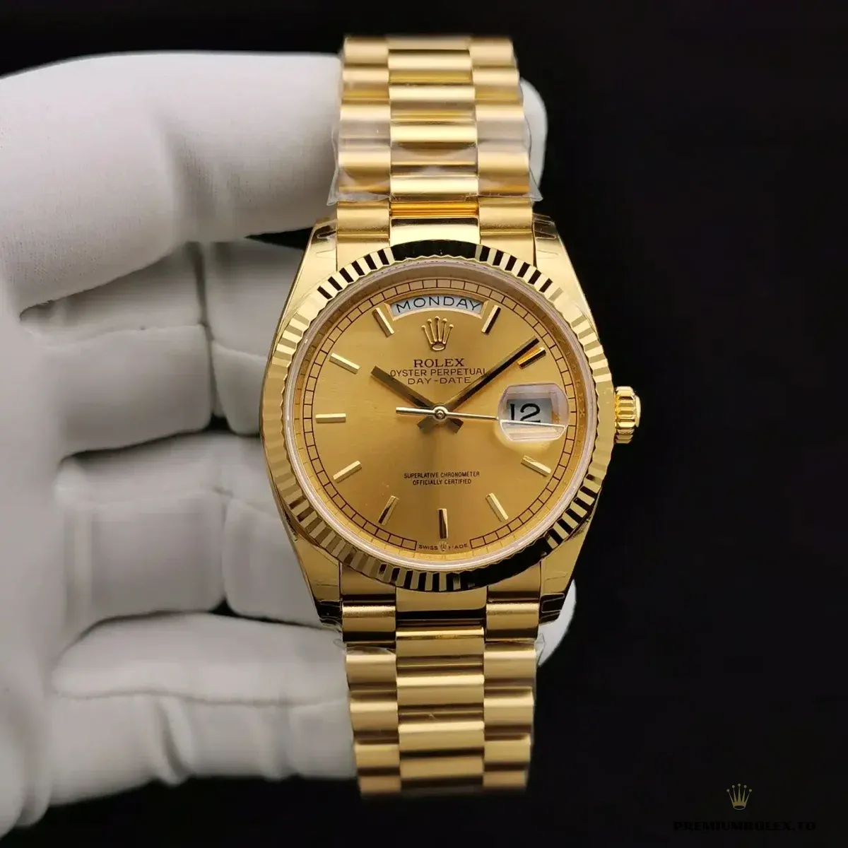 Replica Rolex Day-Date 128238 36mm Gold Dial - Image 7