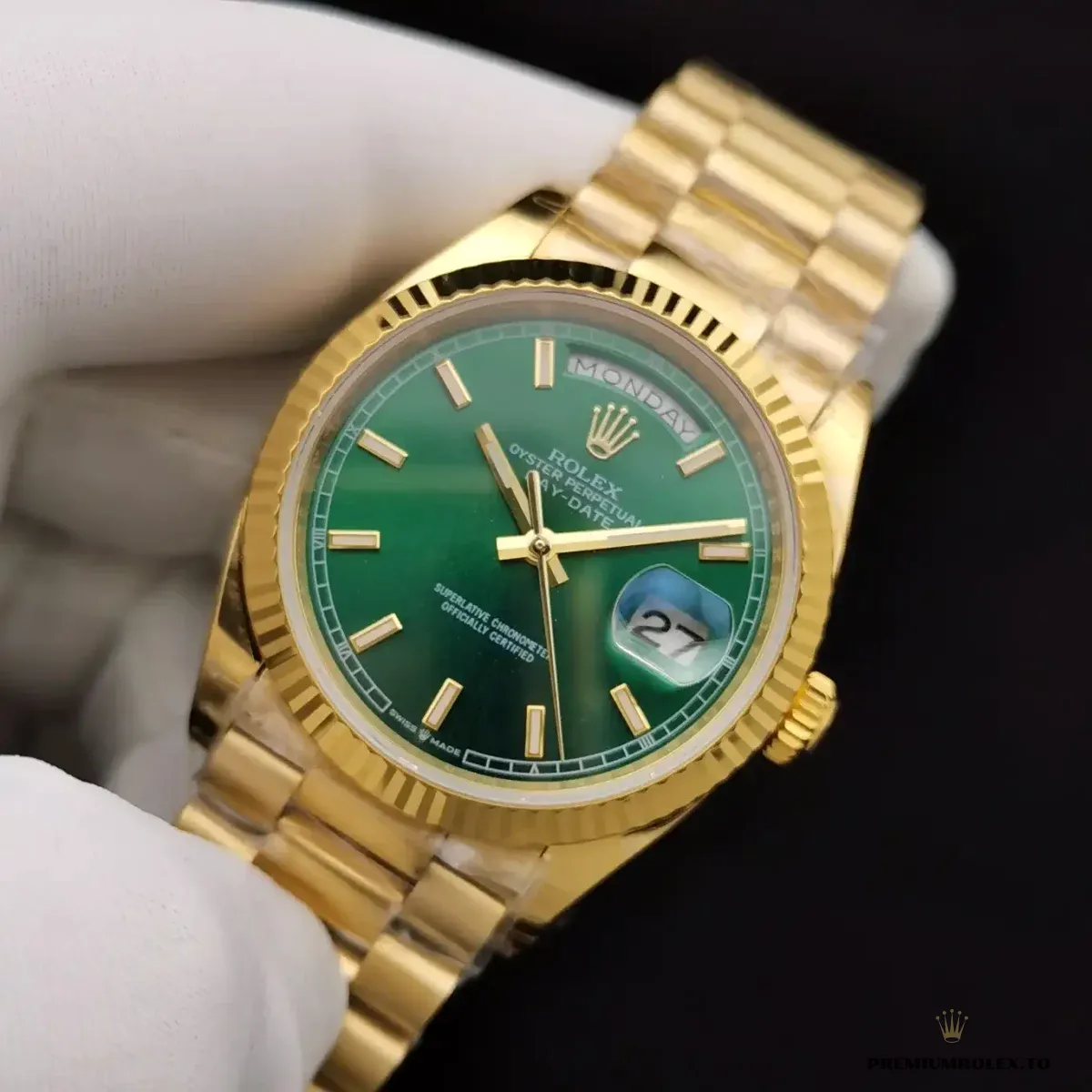 Replica Rolex Day-Date 128238 36mm Green Dial Yellow Gold - Image 4