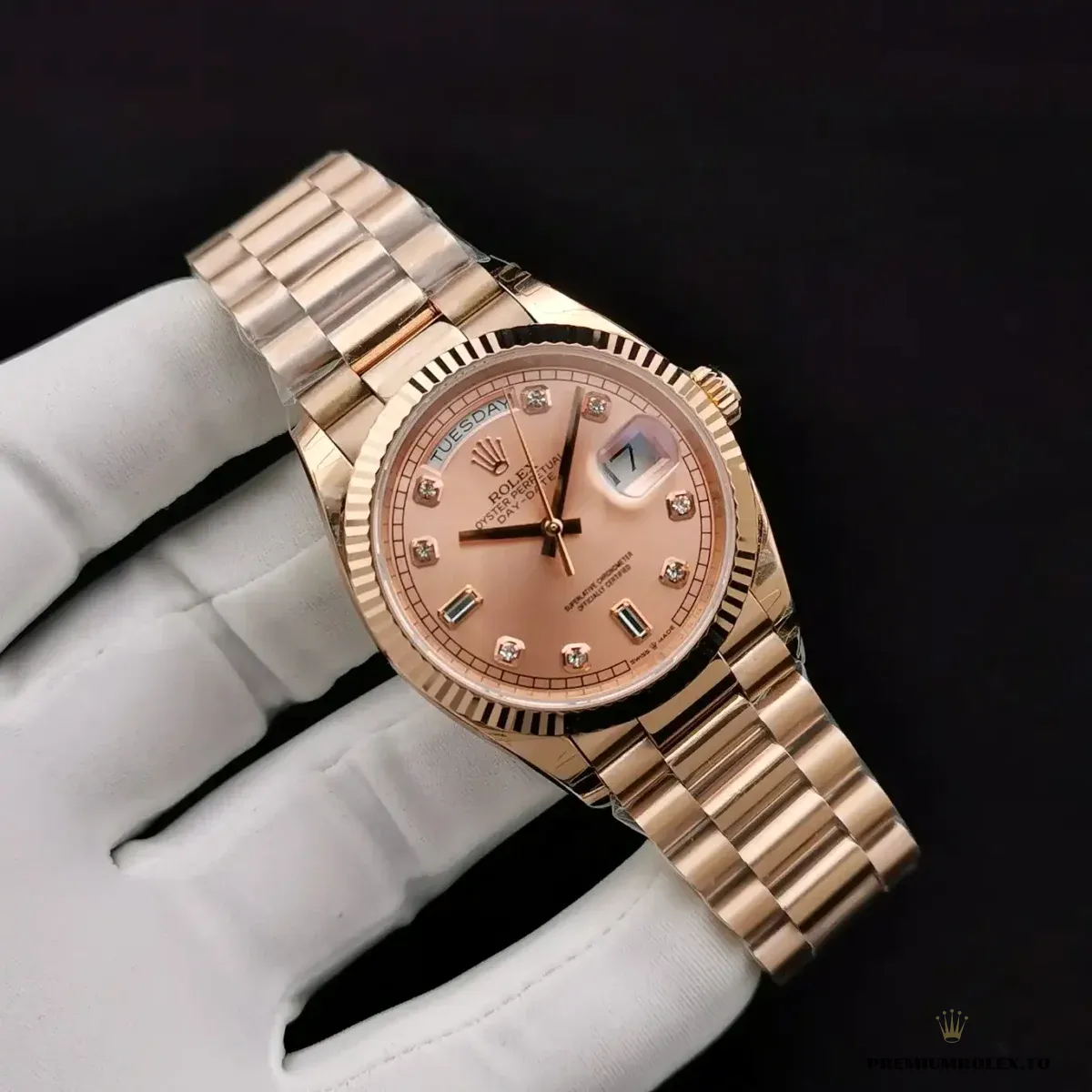 Replica Rolex Day-Date 128238 36mm Rose Gold Dial - Image 5