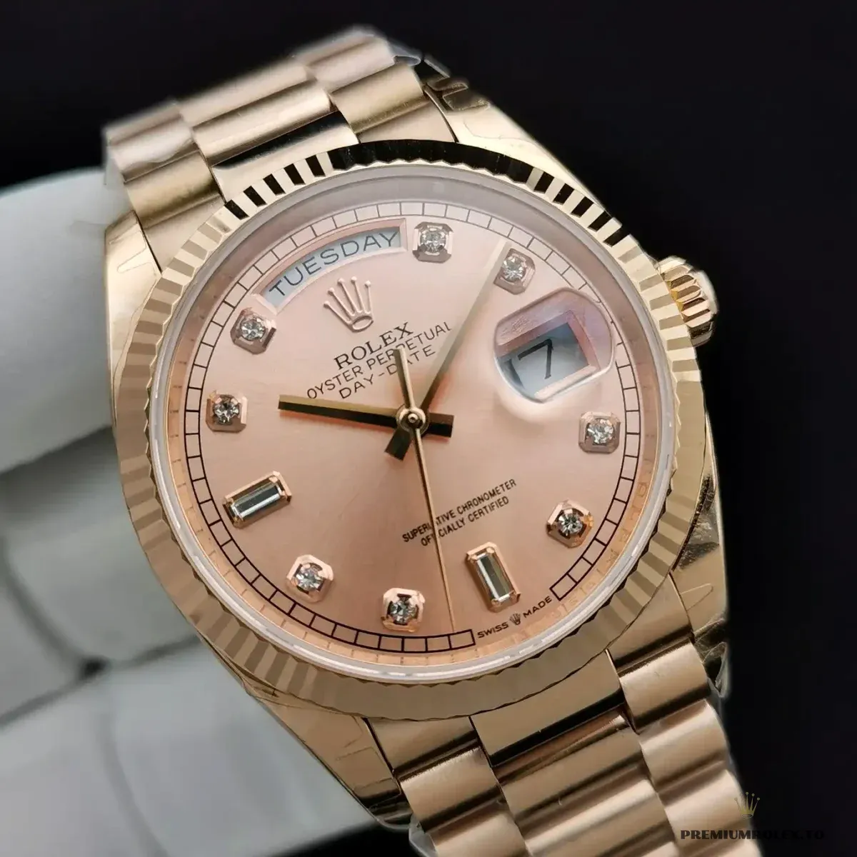 Replica Rolex Day-Date 128238 36mm Rose Gold Dial - Image 8
