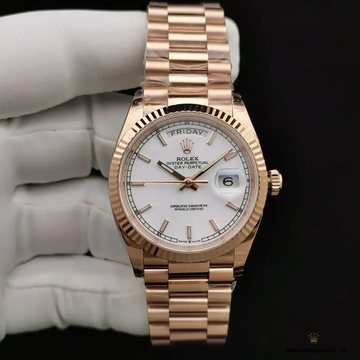 Replica Rolex Day-Date 128238 36mm White Dial Rose Gold - Image 7