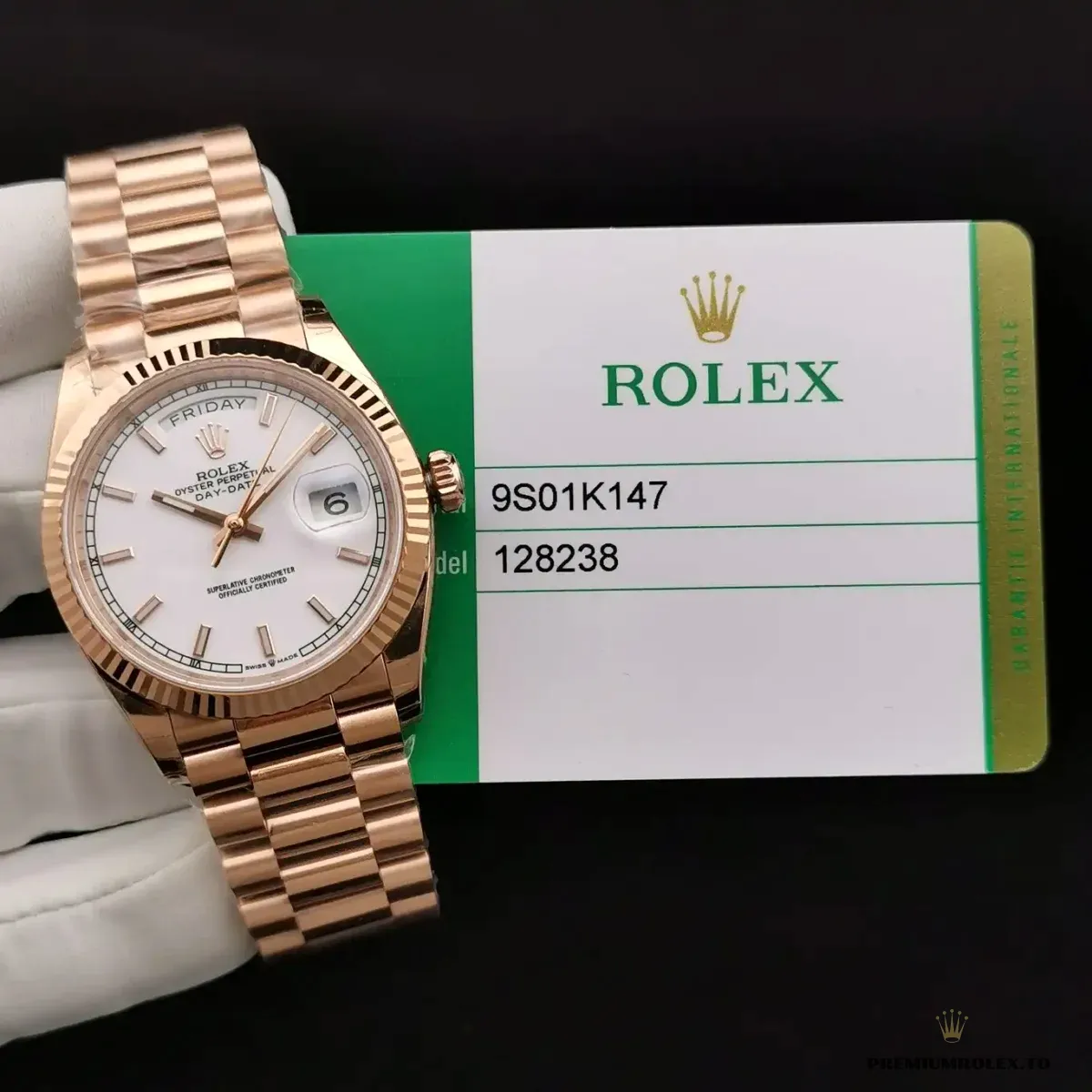 Replica Rolex Day-Date 128238 36mm White Dial Rose Gold - Image 5
