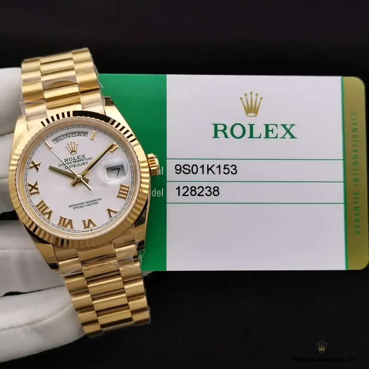 Replica Rolex Day-Date 128238 36mm White Roman Dial Yellow Gold - Image 5