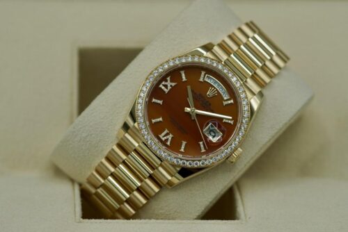 Replica Rolex Day-Date 36 mm Carnelian Dial 128348RBR - Best shop to buy a Fake Rolex