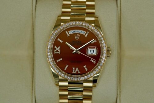 Replica Rolex Day-Date 36 mm Carnelian Dial 128348RBR - Best shop to buy a Fake Rolex