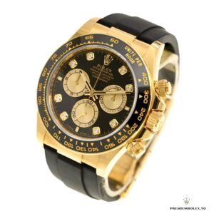 Dial close-up with diamond hour markers and gold subdial rings