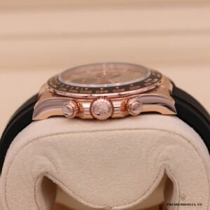 Cerachrom bezel tachymeter detail with rose gold PVD numerals
