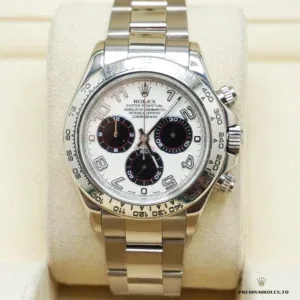 Daytona Panda dial close-up showing Arabic numeral hour markers