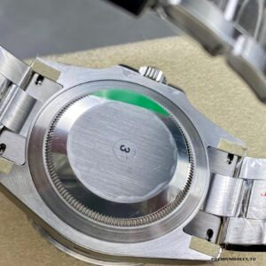 Caseback detail of 126710GRNR in brushed Oystersteel