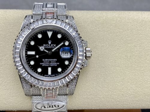 Replica Rolex Submariner Iced Out 116610LN-1 41mm Black Dial - Best shop to buy a Fake Rolex