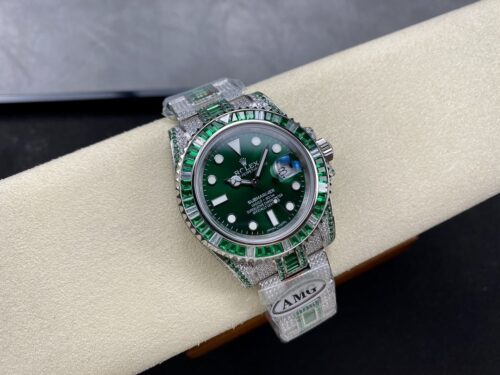 Replica Rolex Submariner Iced Out 116610LV-1 41mm Green Dial - Best shop to buy a Fake Rolex