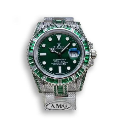 Replica Rolex Submariner Iced Out 116610LV-1 41mm Green Dial - Best shop to buy a Fake Rolex