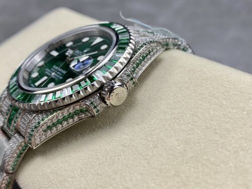 Replica Rolex Submariner Iced Out 116610LV-1 41mm Green Dial - Best shop to buy a Fake Rolex