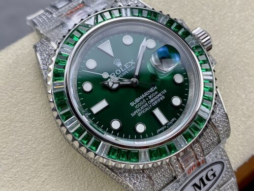 Replica Rolex Submariner Iced Out 116610LV-2 41mm Green Dial - Best shop to buy a Fake Rolex