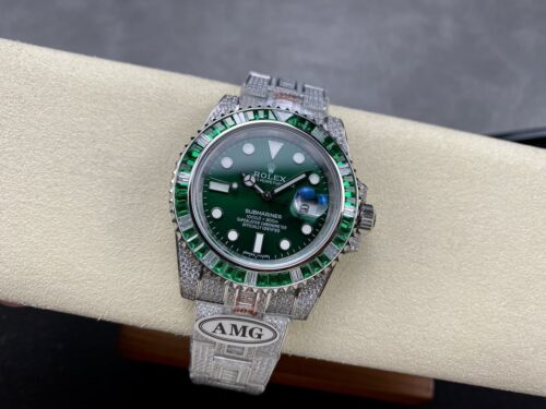 Replica Rolex Submariner Iced Out 116610LV-2 41mm Green Dial - Best shop to buy a Fake Rolex