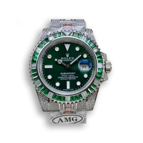 Replica Rolex Submariner Iced Out 116610LV-2 41mm Green Dial - Best shop to buy a Fake Rolex