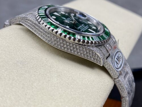 Replica Rolex Submariner Iced Out 116610LV-2 41mm Green Dial - Best shop to buy a Fake Rolex