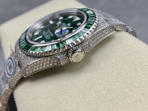 Replica Rolex Submariner Iced Out 116610LV-2 41mm Green Dial - Best shop to buy a Fake Rolex