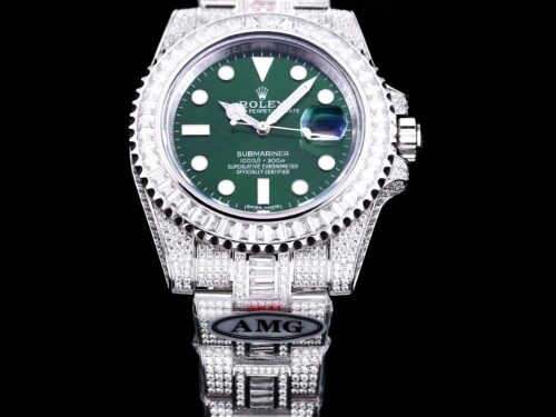 Replica Rolex Submariner Iced Out 116610LV-3 41mm Green Dial - Best shop to buy a Fake Rolex