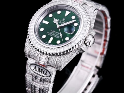 Replica Rolex Submariner Iced Out 116610LV-3 41mm Green Dial - Best shop to buy a Fake Rolex