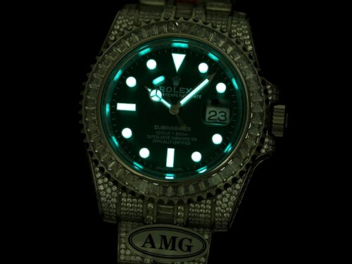 Replica Rolex Submariner Iced Out 116610LV-3 41mm Green Dial - Best shop to buy a Fake Rolex