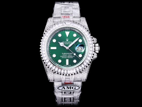 Replica Rolex Submariner Iced Out 116610LV-3 41mm Green Dial - Best shop to buy a Fake Rolex
