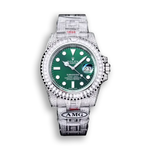 Replica Rolex Submariner Iced Out 116610LV-3 41mm Green Dial - Best shop to buy a Fake Rolex