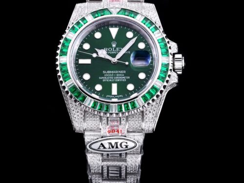 Replica Rolex Submariner Iced Out 116610LV-4 41mm Green Dial - Best shop to buy a Fake Rolex