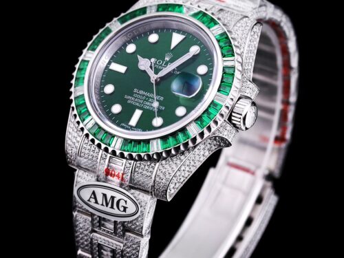 Replica Rolex Submariner Iced Out 116610LV-4 41mm Green Dial - Best shop to buy a Fake Rolex