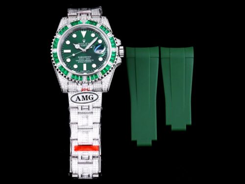 Replica Rolex Submariner Iced Out 116610LV-4 41mm Green Dial - Best shop to buy a Fake Rolex