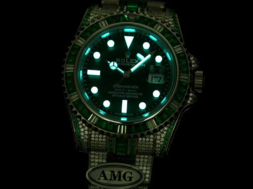 Replica Rolex Submariner Iced Out 116610LV-4 41mm Green Dial - Best shop to buy a Fake Rolex