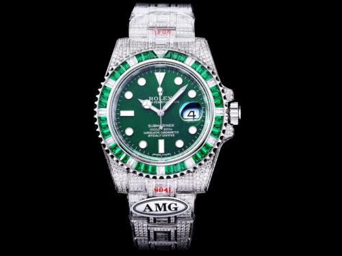Replica Rolex Submariner Iced Out 116610LV-4 41mm Green Dial - Best shop to buy a Fake Rolex