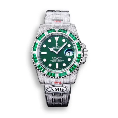 Replica Rolex Submariner Iced Out 116610LV-4 41mm Green Dial - Best shop to buy a Fake Rolex