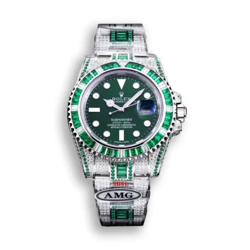 Replica Rolex Submariner Iced Out 116610LV-5 41mm Green Dial - Best shop to buy a Fake Rolex