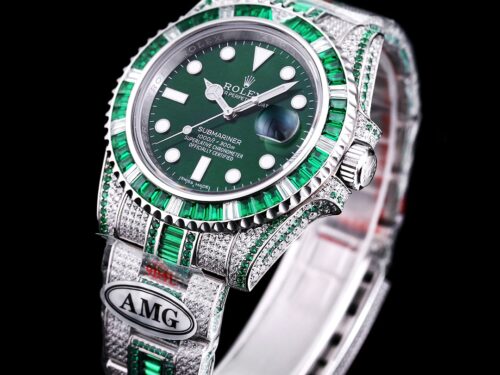 Replica Rolex Submariner Iced Out 116610LV-5 41mm Green Dial - Best shop to buy a Fake Rolex