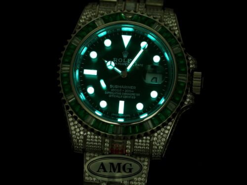 Replica Rolex Submariner Iced Out 116610LV-5 41mm Green Dial - Best shop to buy a Fake Rolex