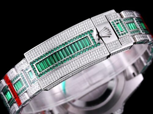 Replica Rolex Submariner Iced Out 116610LV-5 41mm Green Dial - Best shop to buy a Fake Rolex