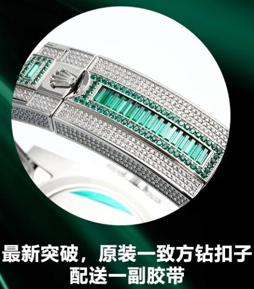 Replica Rolex Submariner Iced Out 116610LV-5 41mm Green Dial - Best shop to buy a Fake Rolex